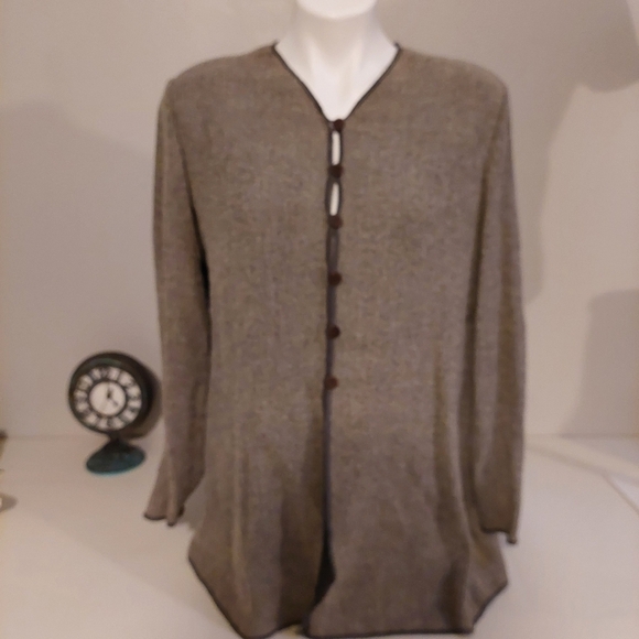 Vintage Giorgio Armani Brown Tunic Top Size 12 Chunky Virgin Wool Button‎ Loop - Picture 1 of 12